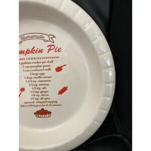 Pumpkin Pie Recipe Dish Ceramic Fall Baking Pie Plate‎ Unbranded